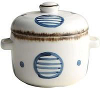 EUXHTYWP Ciotola for noodles, contenitore portatile for ramen, ciotola for zuppa di cipolle con manici e coperchio, ciotola in ceramica da 500 ml, adatta a microonde e forno, 13,5x11x11,8 cm - Blu