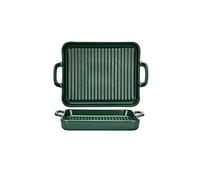 EUXHTYWP Teglie da forno, serie Bake, set di 2 teglie rettangolari, con manici in ceramica, ideali for lasagne/torte/sformati/tapas(Green,10in)