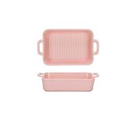 EUXHTYWP Teglie da forno, serie Bake, set di 2 teglie rettangolari, con manici in ceramica, ideali for lasagne/torte/sformati/tapas(Pink,9.5in)