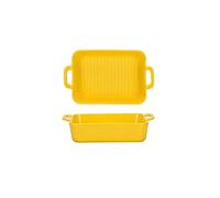 EUXHTYWP Teglie da forno, serie Bake, set di 2 teglie rettangolari, con manici in ceramica, ideali for lasagne/torte/sformati/tapas(Yellow,9.5in)