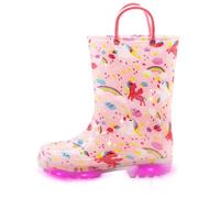 EUXTERPA Stivali da pioggia impermeabili per bambini e bambine, con motivo e glitter, con manici, per ragazzi e ragazze, Unicorno rosa , 28 EU