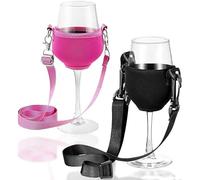 EUYKQNOI 2 Pezzi Porta calici, porta bicchieri sospesi, portabicchiere da vino, portabicchiere da collo, Cordini Di Bicchiere di Vino Regolabili