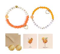 EUYKQNOI 2 SET Apero Braccialetti in Quarzo Arancione con Biglietti d'Auguri,Completo per Feste ed Estate,Aperol Spritz accessori Holi Aperoli biglietto di auguri arancione aperol decorazione estate