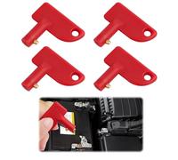 EUYKQNOI 4 Pezzi Chiave Interruttore Batteria Auto, Rosso Chiavi Ricambio per Isolatore, Chiave Stacca Batteria, Chiavi di Isolamento Della Batteria per Auto Barca Camion Modificato Yacht