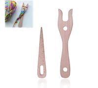 EUYKQNOI Forchetta per Maglieria Ferri da Maglia in Legno,Set di 2 Forchetta per Lavori a Maglia e Aghi Occhi,Ferri da Tessitura Multiuso in Legno Forchetta Maglieria per DIY Tessitura Braccialetti