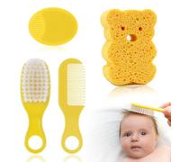 EUYKQNOI spazzola da bagno,4 Pezzi Pettine Neonato,Pettine Crosta,Spazzola e Pettine Neonato,Pazzola per Bambini In Silicone Adatto Per Il Massaggio Del Cuoio Capelluto Del Neonato