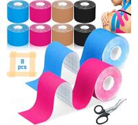 EUZLABBY Tape Kinesiologico,6 Rotolo 5cm x 5m Nastro Kinesiologico,con Forbici,Kinesio Taping,Bende Elastiche,Alleviamento del dolore muscolare,per il Ginocchio, Articolazioni,Supporto Muscolare.