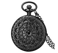 EUZLKDXU Orologio da Tasca Antique Spider Web Hollow Black/Bronzo Quarzo Pocket Orologio da Tasca a Steampunk Pendente Collana Catena Regali for Uomini Donne Orologio da Tasca Uomo(Noir)