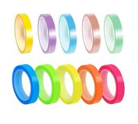 EUZUXU 10 Rotoli di Nastro Evidenziatore, Note Adesive, Foglietti Adesivi Trasparenti, per Note Elettroniche, per Insegnanti, Studenti, Classe Ufficio (6mm x 5 m)