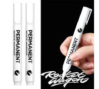 EUZUXU 2 Pezzi Pennarello Permanente Bianco, Pennarelli Indelebili, Larghezza del Filo 2,0 mm, Asciugatura Rapida Penne Impermeabili Marker, per Dipingere Sassi, Legno, Vetro