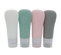 EUZUXU 4 Pezzi Flaconi da Viaggio in Silicone, 80 ml Contenitori con Riutilizzabili Comprimibili, per Shampoo, Crema, Liquidi And Lozione
