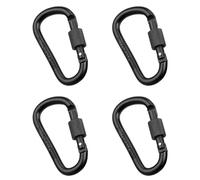 EUZUXU 4 Pezzi Moschettone, Moschettone in Lega di Alluminio, Moschettone Multifunzione, Moschettone con Chiusura a Vite, per Zaino, Campeggio, Trekking, Viaggio (Nero)