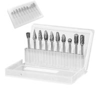 EUZUXU Set di 10 Frese Rotative in Carburo di Tungsteno a Doppio Taglio, Frese Rotanti in Tungsteno, per Levigatura, Intaglio, Lucidatura Metallica, Incisione e Foratura