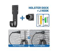 EV Charger Holder Wall Mount Dock & J-Hook for Model X/Y/3/S, EV Charging Cord Hanger for NACS Connector