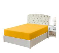 EV Dekor® MF123, Lenzuolo con angoli per letto singolo, colore giallo ocra, con tasca profonda 30 cm, morbida microfibra spazzolata, resistente al restringimento e allo scolorimento, lenzuolo