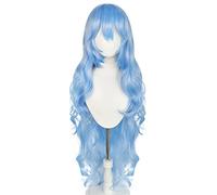 EVA Ayanami Rei Cosplay Wig 85cm Light Blue Long Wavy Heat Resistant Hair Role Play Gaia Wig + Wig Cap