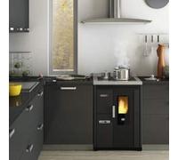 EVA CALOR - STUFA CUCINA A PELLET NINA INCASSO NERO PIASTRA VETRO 7.5KW - 31433