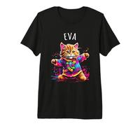 Eva Colorful Dancing Cat Design per Ragazze Nome Eva Maglietta Premium