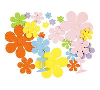EVA Foam Shapes, size 10-60 mm, thickness 2 mm, asstd colours, flowers, 100asstd