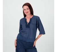 EVA Franco Ciambella Blusa in cotone con manica a 3/4 e rouches