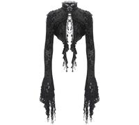 Eva Lady Donne Gotico Spacco Coda Velluto Flocked Mesh Bolero Shrug Top Nero