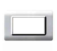 Eva Placca Ave Sistema 44 44PY04ALS – tecnopolimero, alluminio naturale, cornice cromata 4 moduli