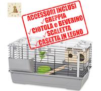 EVA RABBIT VIP Gabbia per Conigli Cavie in Metallo Conigliera Accessoriata 79x45