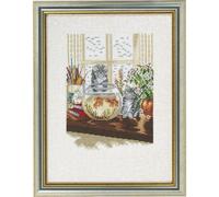 Eva Rosenstand Set punto croce gattino/pesce rosso