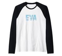 Eva Sea Waves - Nome Personalizzato Ocean Beach Art Maglia con Maniche Raglan
