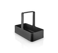 Eva Trio Organizer per lavello per spazzola, panno e detersivo, nero | Organizer compatto per lavello in plastica leggera con fondo rialzato contro l'accumulo di acqua e maniglia per il trasporto