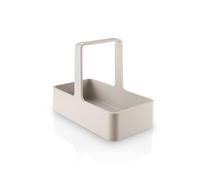 Eva Trio Organizer per lavello per spazzola, panno e detersivo, sabbia | Organizer compatto per lavello in plastica leggera con fondo rialzato contro l'accumulo di acqua e maniglia per il trasporto