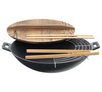 EVA WOK IN GHISA CON COPERCHIO IN LEGNO 36 CM 070357