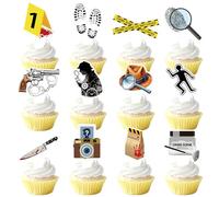 Evadollina Detective Theme Cupcake Topper, 48 pezzi di decorazioni per cupcake di compleanno a tema detective