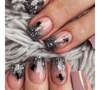 Evadollina Halloween Nägel, 24 pezzi Spider Press on Nails, Halloween Nails, Unghie Autoadesive, Unghie Finte Autoadesive (Tipo F)