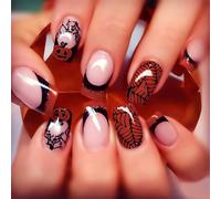 Evadollina Halloween Nägel, 24 Stück Kürbis Press on Nägel, Halloween Nägel, Nägel Zum Aufkleben, Kunstnägel zum Aufkleben (Typ D)