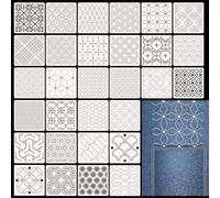 Evadollina Set di 30 Stencil Sashiko, 4,7 X 4,7 pollici Stampini di plastica per motivi geometrici, Quilt a mano, Cucito e design tessile, stencil lettere, Natale