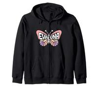 Evaluna Butterfly - Personalizzato Carino Nome Word Art Felpa con Cappuccio