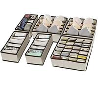 Evance 6pcs Organizer per Biancheria Intima, 6/7/8/24 Compartimenti, 58 Compartimenti In Totale, Organizzatore per Cassetti Armadio per Reggiseni,Mutande,Calzini,Cintura,Cravatta