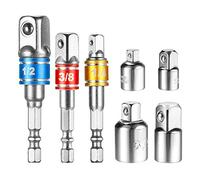 EVANCE Colore Set di 3 Chiavi a Bussola 1/4"/1/2"/3/8" + Adattatore in 4 Pezzi 1/4 su 3/8 - 3/8 su 1/4 di Pollice - 3/8 su 1/2 - 1/2 su 3/8 di Pollice (Sliver)