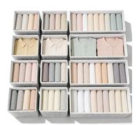 Evance Set di 12 Organizer Armadio, Scatola a Scomparti, Divisori Pieghevole per Cassetti, Cassetto Organizzatori in Tessuto per Biancheria Intima(12PCS,Grigio)