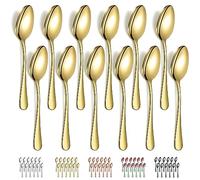 Evanda Cucchiai da Zuppa in oro 12 pezzi 18,5cm, inossidabile placcato titanio oro cucchiai da tavola, cucchiai da minestra, facile da pulire, lavabile in lavastoviglie