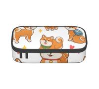 EVANEM Astuccio per matite a forma di gatto, grande capacità, a doppio strato, per studenti, cancelleria da ufficio, astuccio portatile, Simpatico cane Shiba Inu., Taglia unica, Beauty Case