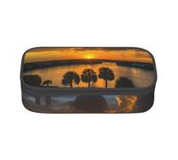 EVANEM Astuccio per matite con gatto bianco, grande capacità, doppio strato, per studenti, cancelleria da ufficio, astuccio portatile, Tramonto sul lago Broward County, Taglia unica, Beauty Case