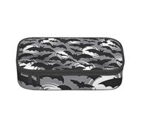 EVANEM Astuccio per matite con girasoli marini, astuccio a doppio strato di grande capacità, astuccio per cancelleria da ufficio, astuccio portatile, Halloween pipistrelli grigio, Taglia unica, Beauty