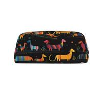 EVANEM Astuccio per matite con motivo floreale con cane Yorkie, custodia in pelle con cerniera, organizer per cancelleria da ufficio, borsa per cosmetici e portamonete, I Love My Dog bassotti, Taglia