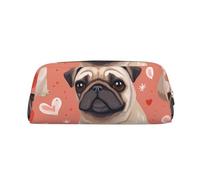 EVANEM Astuccio per matite con motivo floreale con cane Yorkie, custodia in pelle con cerniera, organizer per cancelleria da ufficio, borsa per cosmetici e portamonete, Divertente Cartoon Pug Cane