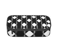 EVANEM Astuccio per matite grigio floreale, astuccio a doppio strato di grande capacità, astuccio per cancelleria da ufficio, astuccio portatile, Bandiera a scacchi bianca e nera, Taglia unica, Beauty