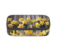 EVANEM Astuccio per matite grigio floreale, astuccio a doppio strato di grande capacità, astuccio per cancelleria da ufficio, astuccio portatile, Bouquet Di Narcisi, Taglia unica, Beauty Case