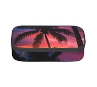 EVANEM Astuccio per matite grigio floreale, astuccio a doppio strato di grande capacità, astuccio per cancelleria da ufficio, astuccio portatile, Coconut Beach - Amaca al tramonto, Taglia unica,