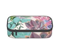 EVANEM Astuccio portamatite a doppio strato, grande capacità, astuccio per studenti, cancelleria da ufficio, astuccio portatile, Pianta grassa colorata., Taglia unica, Beauty Case